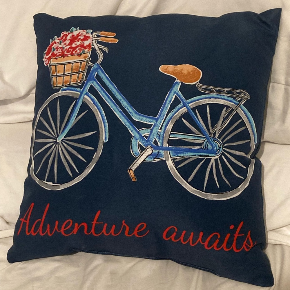 Adventure Awaits Bicycle Decorative Pillow - Picture 3 of 7